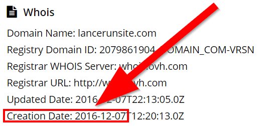 Date de création d'un nom de domaine